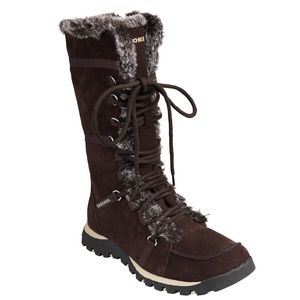 Skechers Boots Faux Fur Combat Style Leather